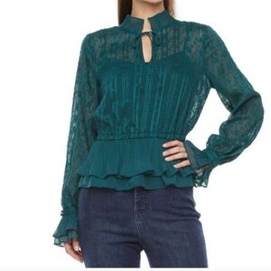 Chic Teal Lace Blouse